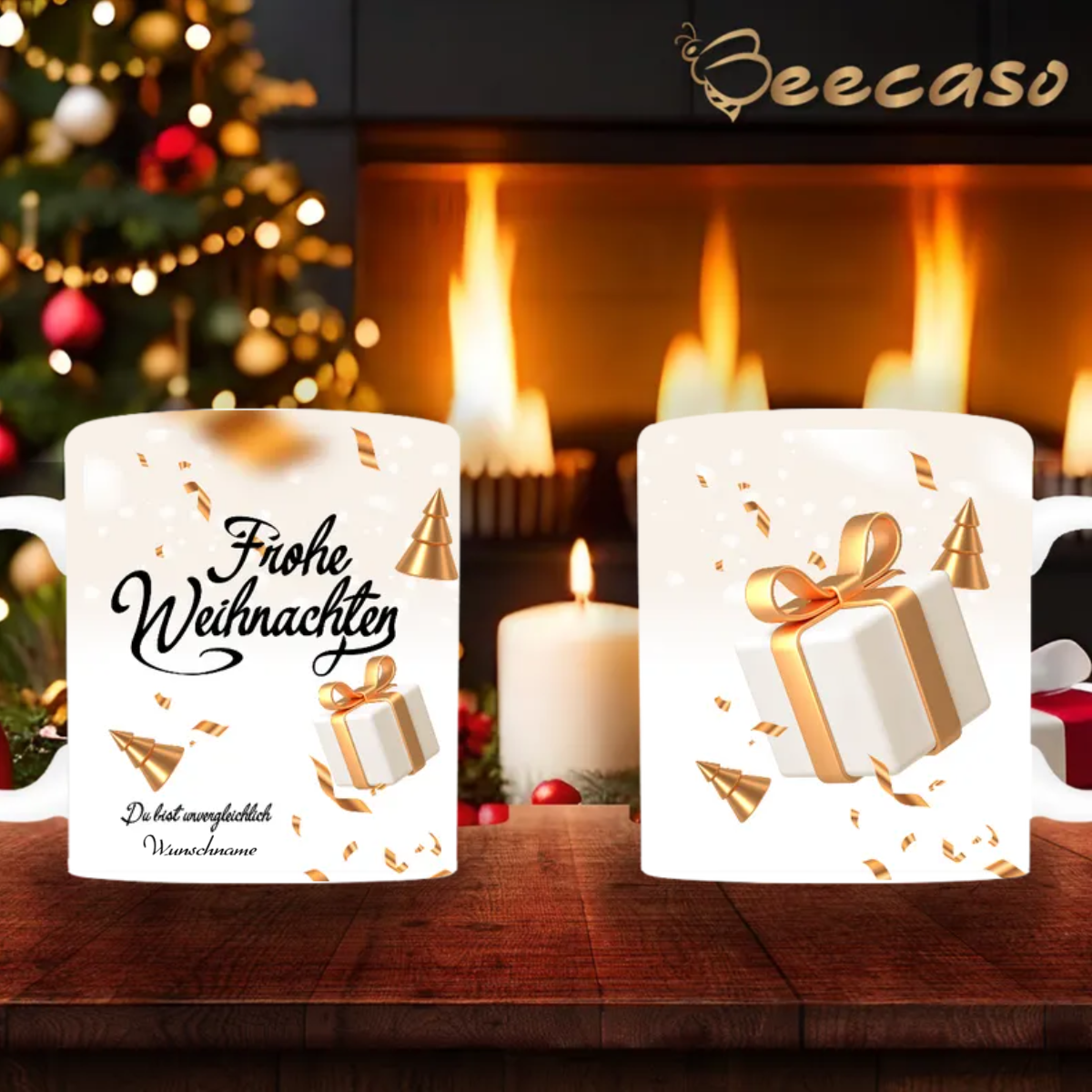 Weihnachtstasse mit Namen | Geschenke in Gold