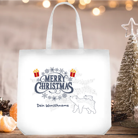Merry Christmas - Tasche Eisbär | Deine personalisierte Tasche