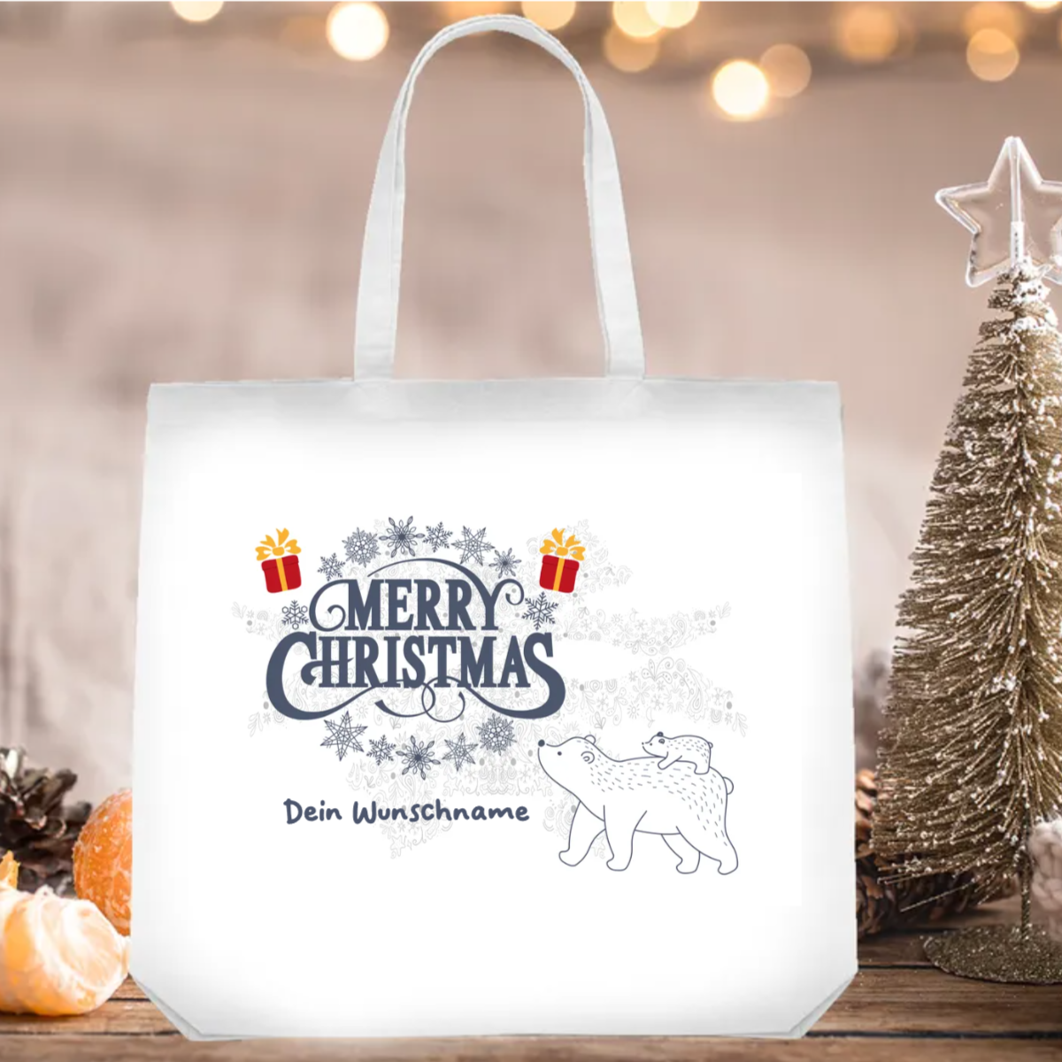 Merry Christmas - Tasche Eisbär | Deine personalisierte Tasche