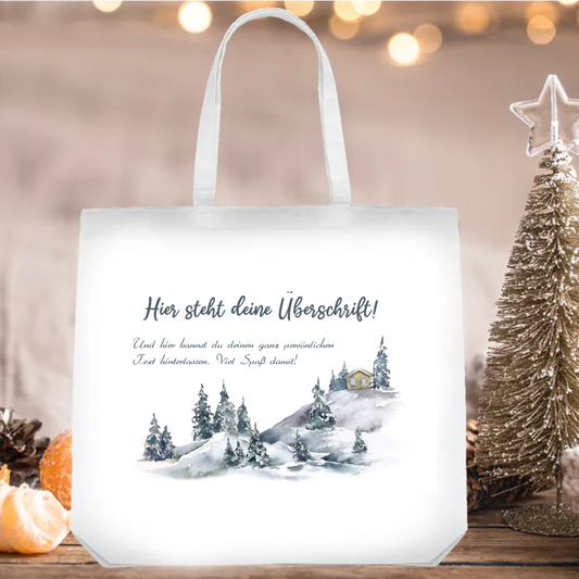 Merry Christmas - Tasche Haus mit Winterlandschaft | Deine personalisierte Tasche